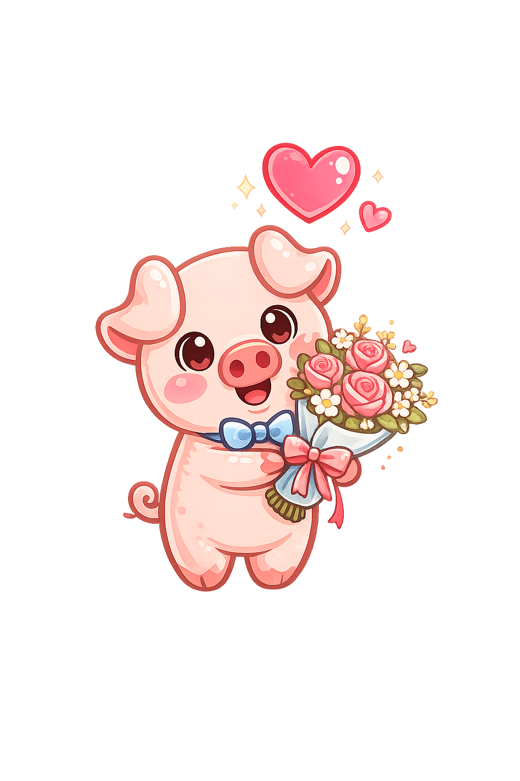 Cute Pig with Flowers